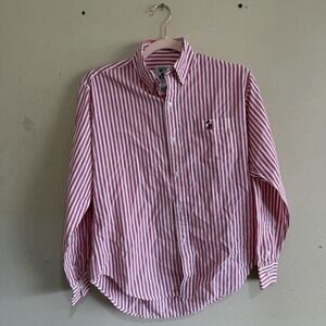 VTG 80s Mickey & Co Disney Striped Button Down Shirt Red White Sz 6 Small